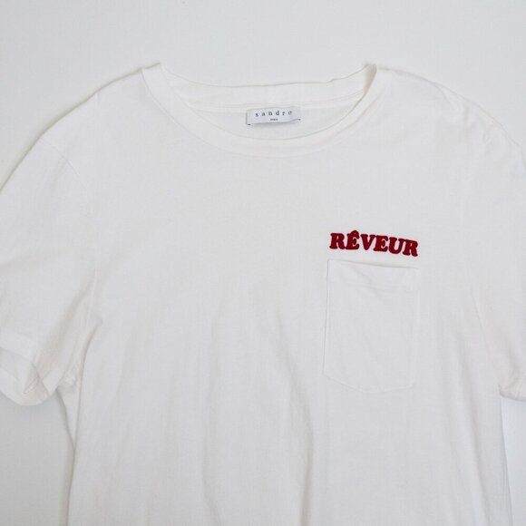 Sandro Reveur White Pocket T Shirt ASO Jimin BTS Fits Oversized M/L Unisex - Picture 6 of 13